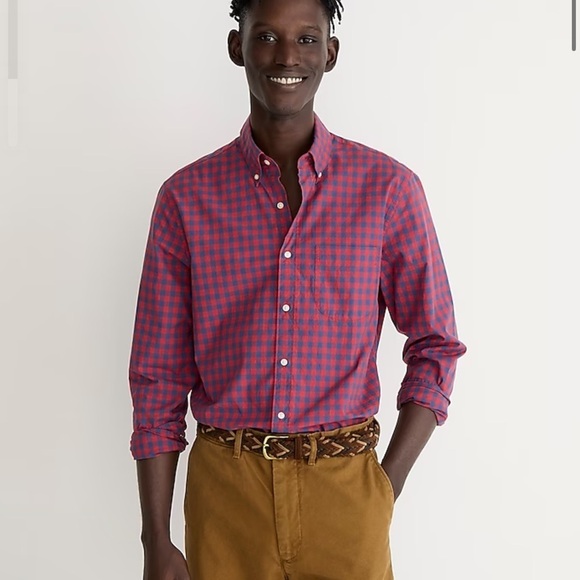 J Crew Secret Wash Cotton Poplin Shirt in Gingham Size M - Picture 1 of 5
